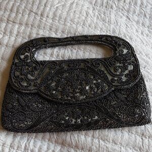Vintage Made in France Satin Beaded Clutch